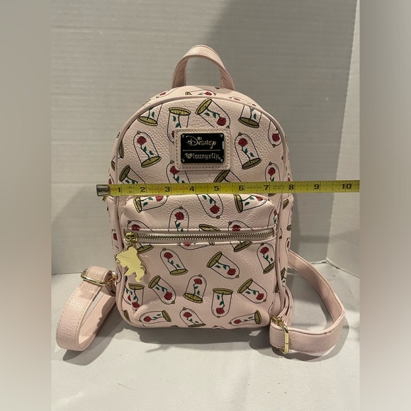 LOUNGEFLY DISNEY Limited Edition Beauty and The Beast Pink Rose Mini Backpack - Picture 3 of 6